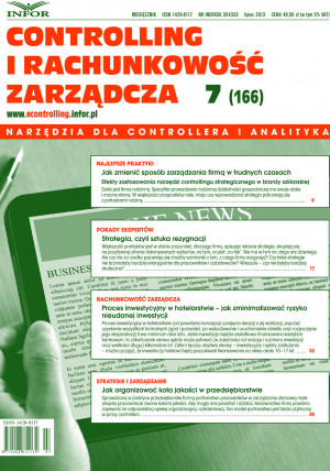 Controlling i Rachunkowość Zarządcza nr 7/2013 - 