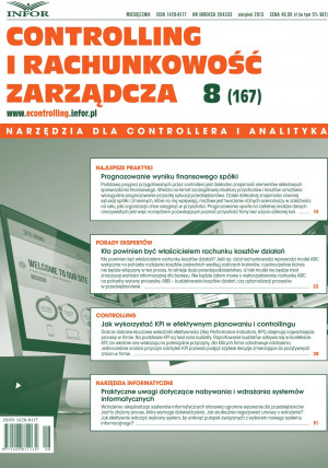 Controlling i Rachunkowość Zarządcza nr 8/2013 - 