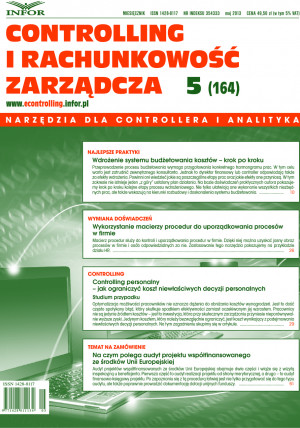 Controlling i Rachunkowość Zarządcza nr 5/2013 - 