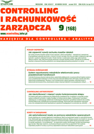 Controlling i Rachunkowość Zarządcza nr 9/2013 - 