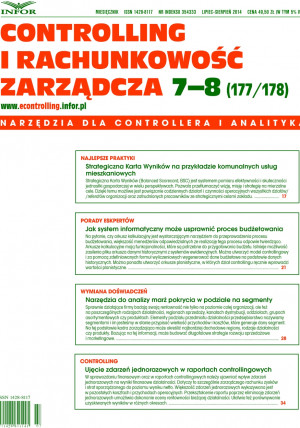 Controlling i Rachunkowość Zarządcza nr 7-8/2014 - 