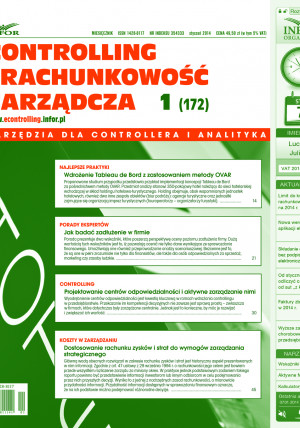 Controlling i Rachunkowość Zarządcza nr 1/2014 - 