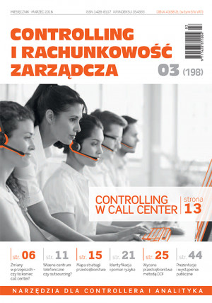 Controlling i Rachunkowość Zarządcza nr 3/2016 - Controlling w Call Center