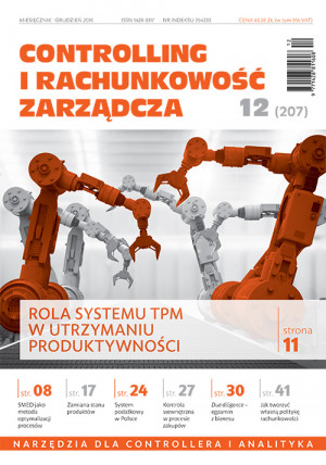 Controlling i Rachunkowość Zarządcza nr 12/2016 - Rola systemu TPM w utrzymaniu produktywności