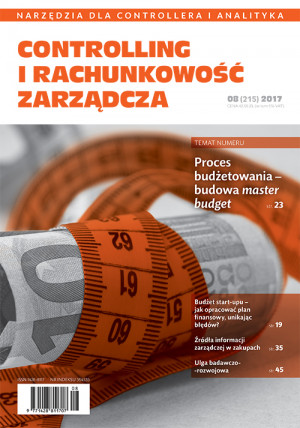 Controlling i Rachunkowość Zarządcza nr 8/2017 - Proces budżetowania - budowa master budget