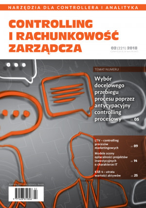 Controlling i Rachunkowość Zarządcza nr 2/2018 - Wybór docelowego przebiegu procesu poprzez antycypacyjny controlling procesowy