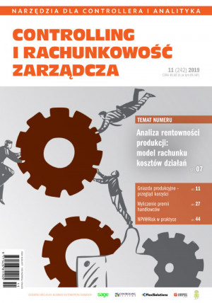 Controlling i Rachunkowość Zarządcza nr 11/2019 - Analiza rentowności produkcji: model rachunku kosztów działań